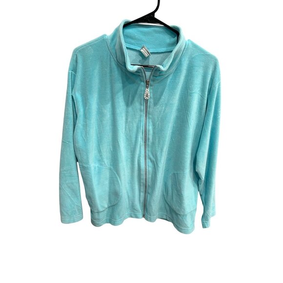 Can Do Fashions Womens Light Blue Full Zip Collared Jacket SZ Small - Picture 1 of 8